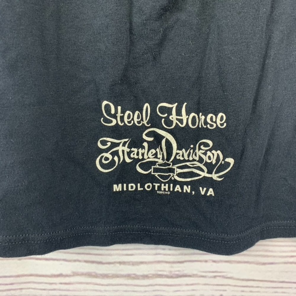 HARLEY davidson short sleeve top with laced back Sz L - Picture 4 of 12
